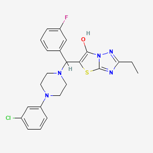 molecular formula C23H23ClFN5OS B2946432 5-((4-(3-Chlorophenyl)piperazin-1-yl)(3-fluorophenyl)methyl)-2-ethylthiazolo[3,2-b][1,2,4]triazol-6-ol CAS No. 898367-65-2