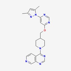 molecular formula C22H24N8O B2946434 4-[4-[[6-(3,5-Dimethylpyrazol-1-yl)pyrimidin-4-yl]oxymethyl]piperidin-1-yl]pyrido[3,4-d]pyrimidine CAS No. 2379985-61-0
