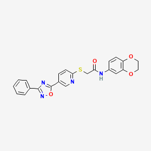 N-(2,3-dihydrobenzo[b][1,4]dioxin-6-yl)-2-((5-(3-phenyl-1,2,4-oxadiazol-5-yl)pyridin-2-yl)thio)acetamide