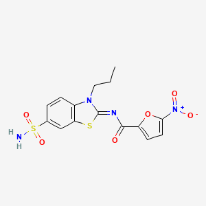 molecular formula C15H14N4O6S2 B2946450 (Z)-5-nitro-N-(3-propyl-6-sulfamoylbenzo[d]thiazol-2(3H)-ylidene)furan-2-carboxamide CAS No. 887207-28-5