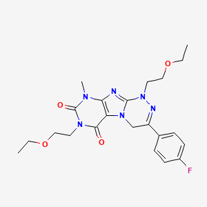 molecular formula C22H27FN6O4 B2946479 1,7-bis(2-ethoxyethyl)-3-(4-fluorophenyl)-9-methyl-7,9-dihydro-[1,2,4]triazino[3,4-f]purine-6,8(1H,4H)-dione CAS No. 941936-52-3