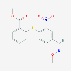 molecular formula C16H14N2O5S B2946482 methyl 2-[4-[(Z)-methoxyiminomethyl]-2-nitrophenyl]sulfanylbenzoate CAS No. 383147-52-2