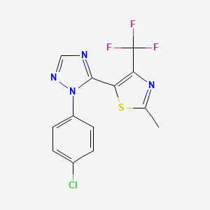molecular formula C13H8ClF3N4S B2946484 1-(4-chlorophenyl)-5-[2-methyl-4-(trifluoromethyl)-1,3-thiazol-5-yl]-1H-1,2,4-triazole CAS No. 439095-01-9