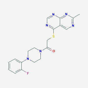 molecular formula C19H19FN6OS B2946491 1-(4-(2-Fluorophenyl)piperazin-1-yl)-2-((7-methylpyrimido[4,5-d]pyrimidin-4-yl)thio)ethanone CAS No. 1251585-18-8