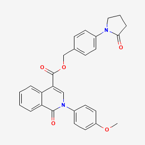 molecular formula C28H24N2O5 B2946504 4-(2-Oxopyrrolidin-1-yl)benzyl 2-(4-methoxyphenyl)-1-oxo-1,2-dihydroisoquinoline-4-carboxylate CAS No. 1029747-78-1