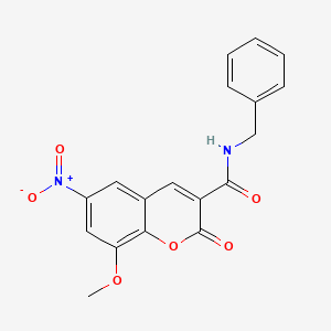 molecular formula C18H14N2O6 B2946507 N-benzyl-8-methoxy-6-nitro-2-oxo-2H-chromene-3-carboxamide CAS No. 433947-81-0