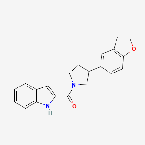 molecular formula C21H20N2O2 B2946511 2-[3-(2,3-dihydro-1-benzofuran-5-yl)pyrrolidine-1-carbonyl]-1H-indole CAS No. 2097919-99-6