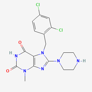molecular formula C17H18Cl2N6O2 B2946517 7-(2,4-dichlorobenzyl)-3-methyl-8-(piperazin-1-yl)-1H-purine-2,6(3H,7H)-dione CAS No. 886911-10-0