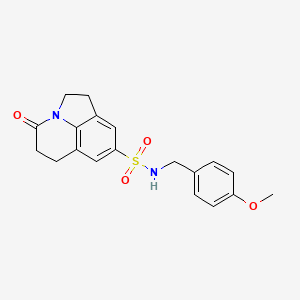 molecular formula C19H20N2O4S B2946518 N-(4-methoxybenzyl)-4-oxo-1,2,5,6-tetrahydro-4H-pyrrolo[3,2,1-ij]quinoline-8-sulfonamide CAS No. 898462-66-3