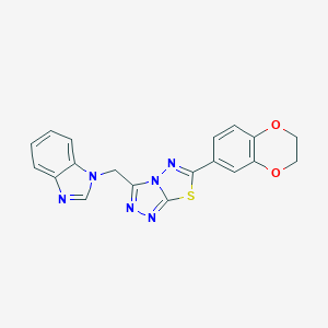 molecular formula C19H14N6O2S B294652 1-{[6-(2,3-dihydro-1,4-benzodioxin-6-yl)[1,2,4]triazolo[3,4-b][1,3,4]thiadiazol-3-yl]methyl}-1H-benzimidazole 