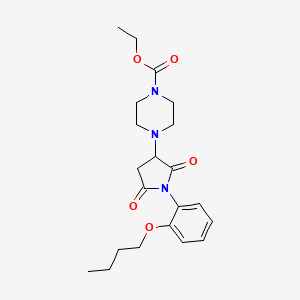 molecular formula C21H29N3O5 B2946520 Ethyl 4-[1-(2-butoxyphenyl)-2,5-dioxopyrrolidin-3-yl]piperazine-1-carboxylate CAS No. 857494-06-5