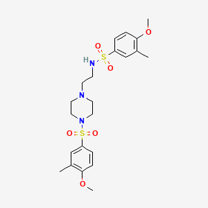 molecular formula C22H31N3O6S2 B2946546 4-methoxy-N-(2-(4-((4-methoxy-3-methylphenyl)sulfonyl)piperazin-1-yl)ethyl)-3-methylbenzenesulfonamide CAS No. 865611-81-0