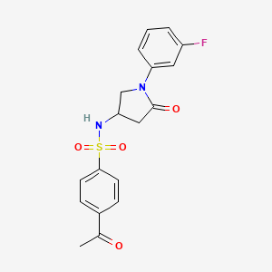 4-acetyl-N-(1-(3-fluorophenyl)-5-oxopyrrolidin-3-yl)benzenesulfonamide