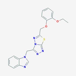 molecular formula C20H18N6O2S B294656 1-({6-[(2-ethoxyphenoxy)methyl][1,2,4]triazolo[3,4-b][1,3,4]thiadiazol-3-yl}methyl)-1H-benzimidazole 