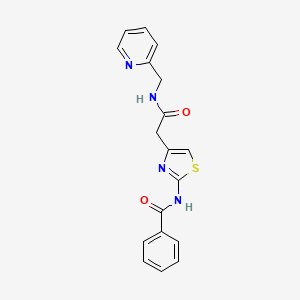 molecular formula C18H16N4O2S B2946562 N-(4-(2-oxo-2-((pyridin-2-ylmethyl)amino)ethyl)thiazol-2-yl)benzamide CAS No. 921539-70-0