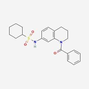 molecular formula C22H26N2O3S B2946567 N-(1-benzoyl-1,2,3,4-tetrahydroquinolin-7-yl)cyclohexanesulfonamide CAS No. 941986-93-2