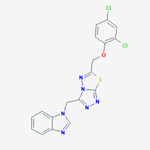 molecular formula C18H12Cl2N6OS B294657 [3-(1H-benzimidazol-1-ylmethyl)[1,2,4]triazolo[3,4-b][1,3,4]thiadiazol-6-yl]methyl 2,4-dichlorophenyl ether 