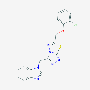 molecular formula C18H13ClN6OS B294658 1-({6-[(2-chlorophenoxy)methyl][1,2,4]triazolo[3,4-b][1,3,4]thiadiazol-3-yl}methyl)-1H-benzimidazole 