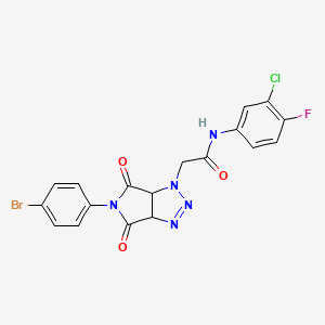 2-(5-(4-bromophenyl)-4,6-dioxo-4,5,6,6a-tetrahydropyrrolo[3,4-d][1,2,3]triazol-1(3aH)-yl)-N-(3-chloro-4-fluorophenyl)acetamide