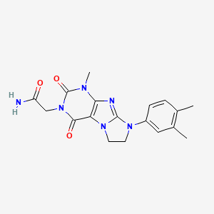 molecular formula C18H20N6O3 B2946583 2-[6-(3,4-Dimethylphenyl)-4-methyl-1,3-dioxo-7,8-dihydropurino[7,8-a]imidazol-2-yl]acetamide CAS No. 1321818-52-3
