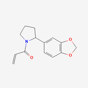 molecular formula C14H15NO3 B2946587 1-[2-(1,3-Benzodioxol-5-yl)pyrrolidin-1-yl]prop-2-en-1-one CAS No. 2192395-81-4