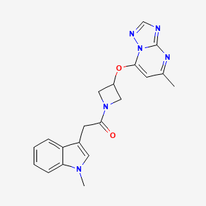 molecular formula C20H20N6O2 B2946589 2-(1-methyl-1H-indol-3-yl)-1-[3-({5-methyl-[1,2,4]triazolo[1,5-a]pyrimidin-7-yl}oxy)azetidin-1-yl]ethan-1-one CAS No. 2097922-34-2