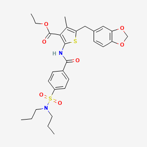 ethyl 5-(benzo[d][1,3]dioxol-5-ylmethyl)-2-(4-(N,N-dipropylsulfamoyl)benzamido)-4-methylthiophene-3-carboxylate