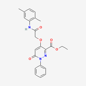 molecular formula C23H23N3O5 B2946595 Ethyl 4-(2-((2,5-dimethylphenyl)amino)-2-oxoethoxy)-6-oxo-1-phenyl-1,6-dihydropyridazine-3-carboxylate CAS No. 899992-30-4
