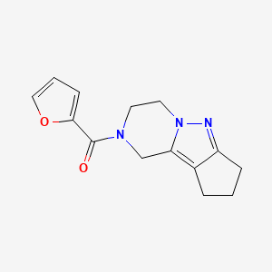 molecular formula C14H15N3O2 B2946597 furan-2-yl(3,4,8,9-tetrahydro-1H-cyclopenta[3,4]pyrazolo[1,5-a]pyrazin-2(7H)-yl)methanone CAS No. 2034553-43-8