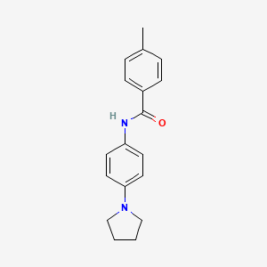 molecular formula C18H20N2O B2946600 4-methyl-N-[4-(1-pyrrolidinyl)phenyl]benzenecarboxamide CAS No. 251097-48-0