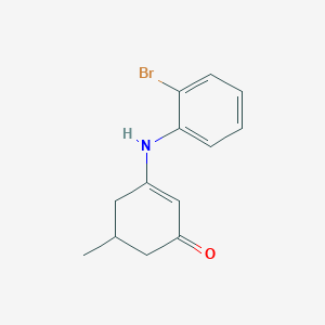 molecular formula C13H14BrNO B2946603 3-((2-Bromophenyl)amino)-5-methylcyclohex-2-EN-1-one CAS No. 1024430-97-4