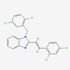 molecular formula C22H14Cl4N2 B2946605 1-(2,5-dichlorobenzyl)-2-(2,4-dichlorostyryl)-1H-1,3-benzimidazole CAS No. 338771-81-6