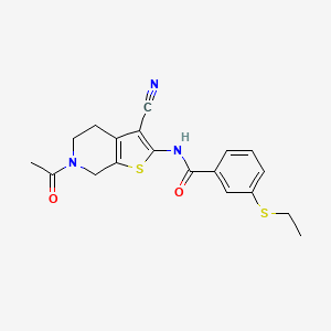 molecular formula C19H19N3O2S2 B2946613 N-(6-乙酰基-3-氰基-4,5,6,7-四氢噻吩并[2,3-c]吡啶-2-基)-3-(乙硫基)苯甲酰胺 CAS No. 886912-22-7