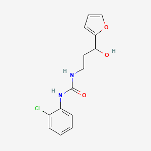 molecular formula C14H15ClN2O3 B2946615 1-(2-Chlorophenyl)-3-(3-(furan-2-yl)-3-hydroxypropyl)urea CAS No. 1421483-47-7