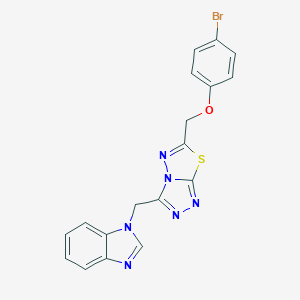 molecular formula C18H13BrN6OS B294662 1-({6-[(4-bromophenoxy)methyl][1,2,4]triazolo[3,4-b][1,3,4]thiadiazol-3-yl}methyl)-1H-benzimidazole 