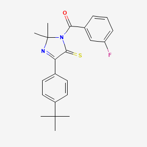 molecular formula C22H23FN2OS B2946625 5-(4-叔丁基苯基)-3-(3-氟苯甲酰)-2,2-二甲基-2,3-二氢-4H-咪唑-4-硫酮 CAS No. 1223960-31-3