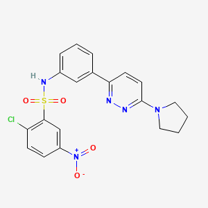 2-chloro-5-nitro-N-{3-[6-(pyrrolidin-1-yl)pyridazin-3-yl]phenyl}benzene-1-sulfonamide