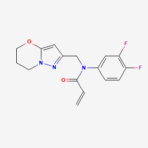 molecular formula C16H15F2N3O2 B2946658 N-(3,4-Difluorophenyl)-N-(6,7-dihydro-5H-pyrazolo[5,1-b][1,3]oxazin-2-ylmethyl)prop-2-enamide CAS No. 2411306-79-9