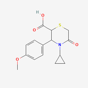 molecular formula C15H17NO4S B2946663 4-Cyclopropyl-3-(4-methoxyphenyl)-5-oxothiomorpholine-2-carboxylic acid CAS No. 2202285-23-0