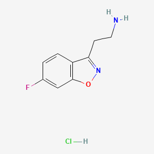 molecular formula C9H10ClFN2O B2946675 2-(6-氟-1,2-苯并恶唑-3-基)乙胺；盐酸盐 CAS No. 2309466-74-6