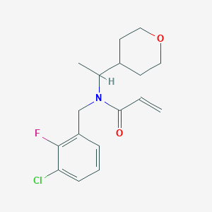 molecular formula C17H21ClFNO2 B2946677 N-[(3-Chloro-2-fluorophenyl)methyl]-N-[1-(oxan-4-yl)ethyl]prop-2-enamide CAS No. 2411264-01-0
