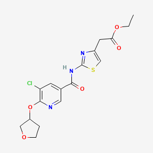 molecular formula C17H18ClN3O5S B2946680 2-(2-(5-氯-6-((四氢呋喃-3-基)氧基)烟酰胺)噻唑-4-基)乙酸乙酯 CAS No. 1903563-88-1