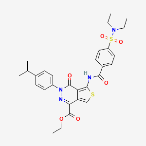 molecular formula C29H32N4O6S2 B2946683 ethyl 5-(4-(N,N-diethylsulfamoyl)benzamido)-3-(4-isopropylphenyl)-4-oxo-3,4-dihydrothieno[3,4-d]pyridazine-1-carboxylate CAS No. 888462-34-8