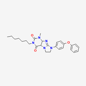 molecular formula C27H31N5O3 B2946686 3-heptyl-1-methyl-8-(4-phenoxyphenyl)-1H,2H,3H,4H,6H,7H,8H-imidazo[1,2-g]purine-2,4-dione CAS No. 920425-85-0