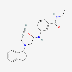 molecular formula C23H25N3O2 B2946688 3-{2-[(2,3-dihydro-1H-inden-1-yl)(prop-2-yn-1-yl)amino]acetamido}-N-ethylbenzamide CAS No. 1333972-48-7