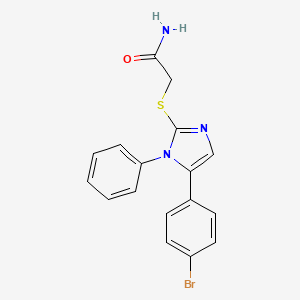 molecular formula C17H14BrN3OS B2946689 2-((5-(4-bromophenyl)-1-phenyl-1H-imidazol-2-yl)thio)acetamide CAS No. 1207006-59-4