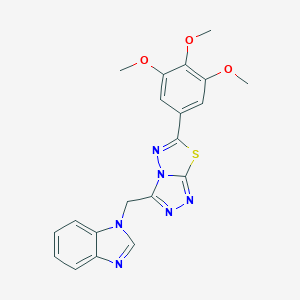 molecular formula C20H18N6O3S B294670 1-{[6-(3,4,5-trimethoxyphenyl)[1,2,4]triazolo[3,4-b][1,3,4]thiadiazol-3-yl]methyl}-1H-benzimidazole 