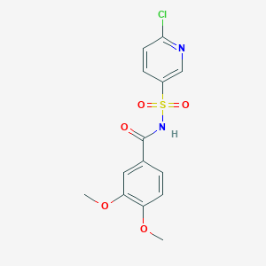 molecular formula C14H13ClN2O5S B2946700 N-[(6-chloropyridin-3-yl)sulfonyl]-3,4-dimethoxybenzamide CAS No. 1333511-97-9