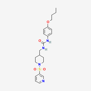 molecular formula C22H30N4O4S B2946709 1-(4-Butoxyphenyl)-3-((1-(pyridin-3-ylsulfonyl)piperidin-4-yl)methyl)urea CAS No. 1428352-65-1