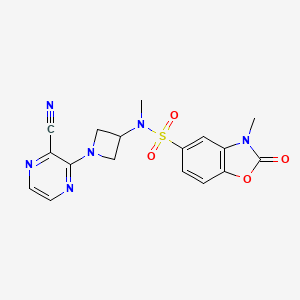 molecular formula C17H16N6O4S B2946731 N-[1-(3-Cyanopyrazin-2-yl)azetidin-3-yl]-N,3-dimethyl-2-oxo-1,3-benzoxazole-5-sulfonamide CAS No. 2380180-79-8